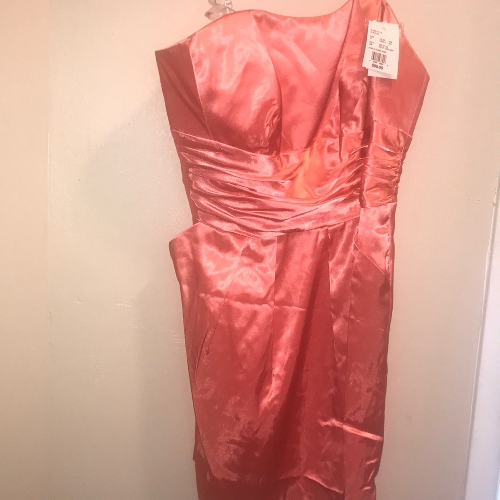 David’s Bridal Coral Strapless Dress